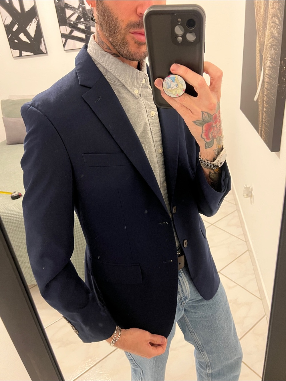 Zara Men's Navy Sport Coat - Classic Tailored Blazer